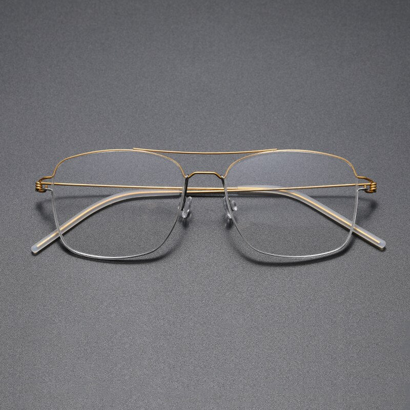 Gatenac Unisex Full Rim Square Titanium Alloy Screwless Frame Eyeglasses Gxyj693 Full Rim Gatenac Gold Silver  
