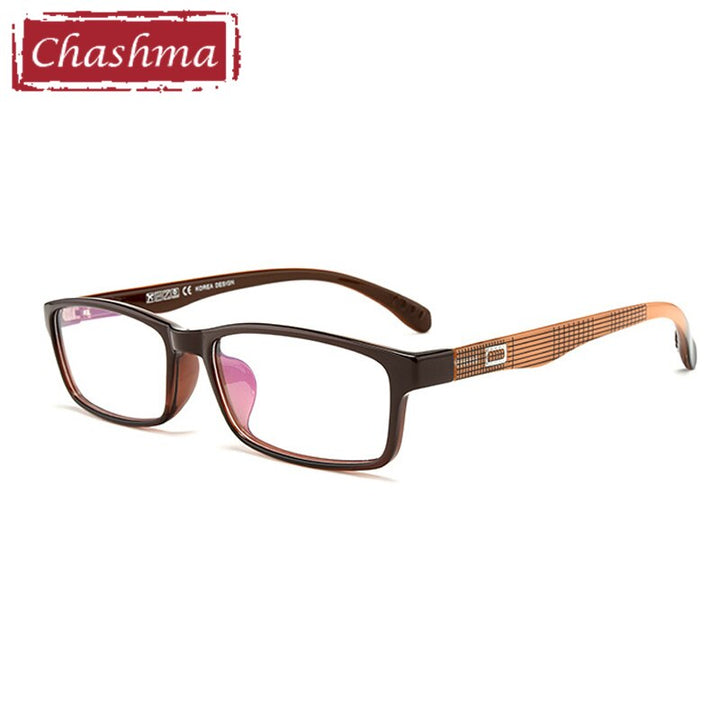 Chashma Men's Full Rim TR 90 Resin Titanium Rectangle Frame Eyeglasses 2300 Full Rim Chashma Brown  