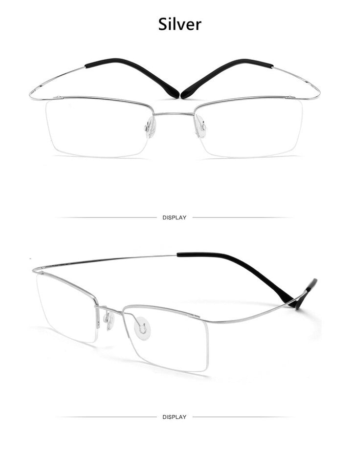 Yimaruili Men's Semi Rim Hinge Free β Titanium Frame Eyeglasses 30004 Semi Rim Yimaruili Eyeglasses   