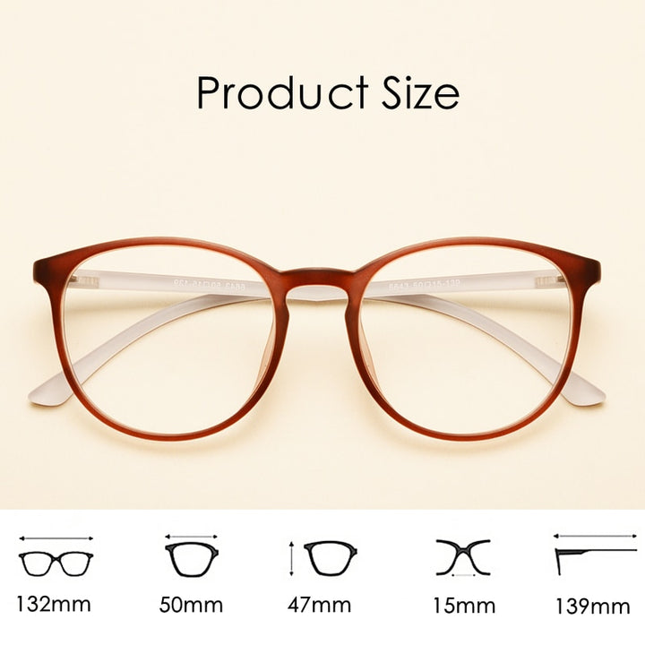 Katkani Unisex Full Rim Round  TR 90 Resin Round Frame Eyeglasses K66443 Full Rim KatKani Eyeglasses   