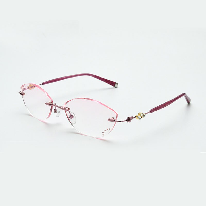 Reven Jate Women's Eyeglasses Titanium Rimless Diamond Cutting 77008 Rimless Reven Jate pink  