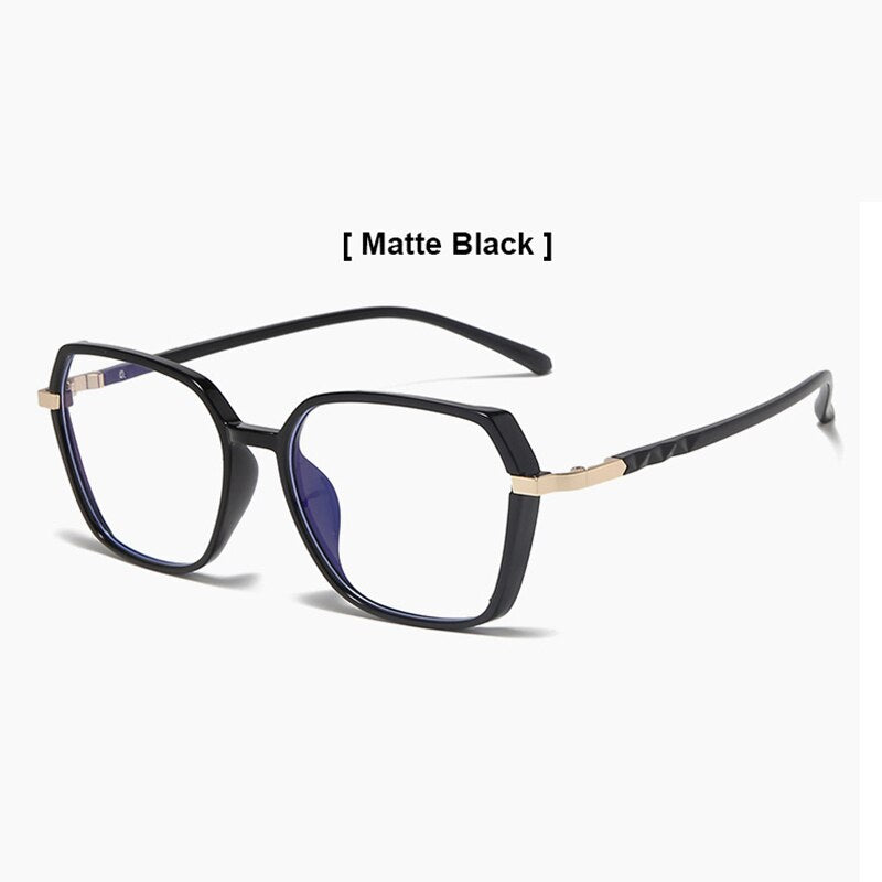 Hotony Women's Full Rim Geometric Acetate Frame Eyeglasses 1530 Full Rim Hotony Matte Black  