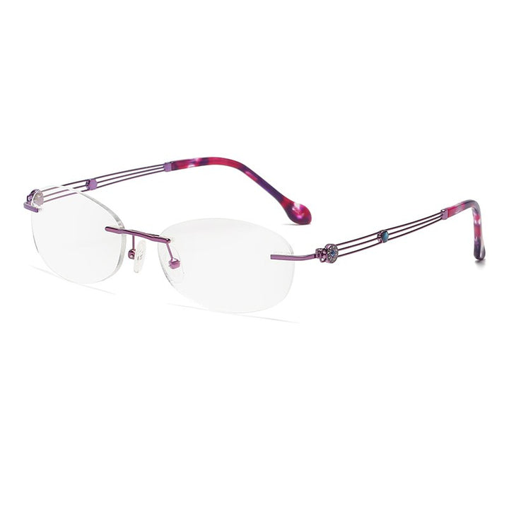 Zirosat 52008 Women's Eyeglasses Alloy Rimless Diamond Cutting Rimless Zirosat purple  