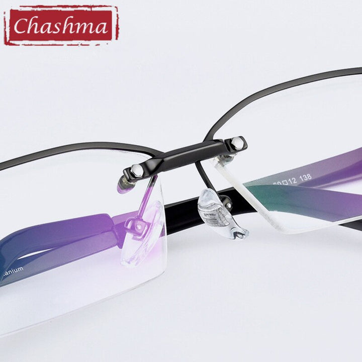 Chashma Ottica Men's Semi Rim Irregular Square Titanium Eyeglasses 1143 Semi Rim Chashma Ottica   