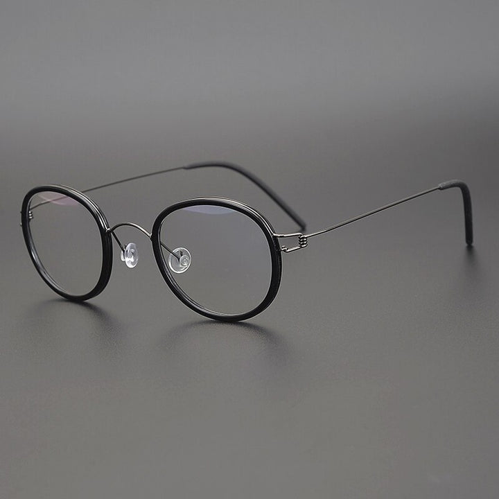 Gatenac Unisex Full Rim Round Screwless Titanium Frame Eyeglasses Gxyj267 Full Rim Gatenac   