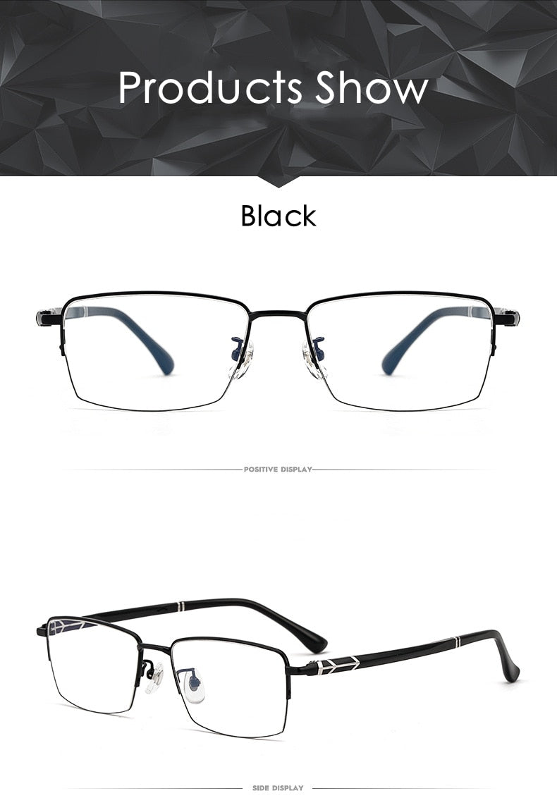 KatKani Men's Semi Rim Alloy Square Frame Eyeglasses 8253 Semi Rim KatKani Eyeglasses   