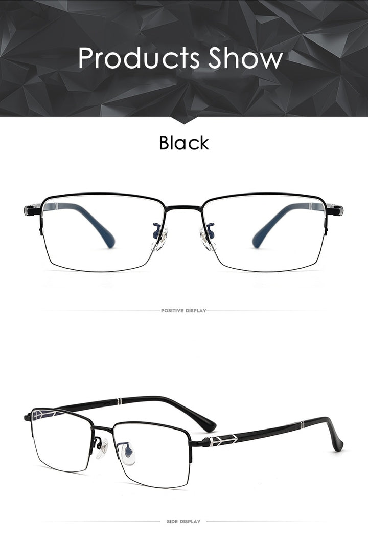 KatKani Men's Semi Rim Alloy Square Frame Eyeglasses 8253 Semi Rim KatKani Eyeglasses   