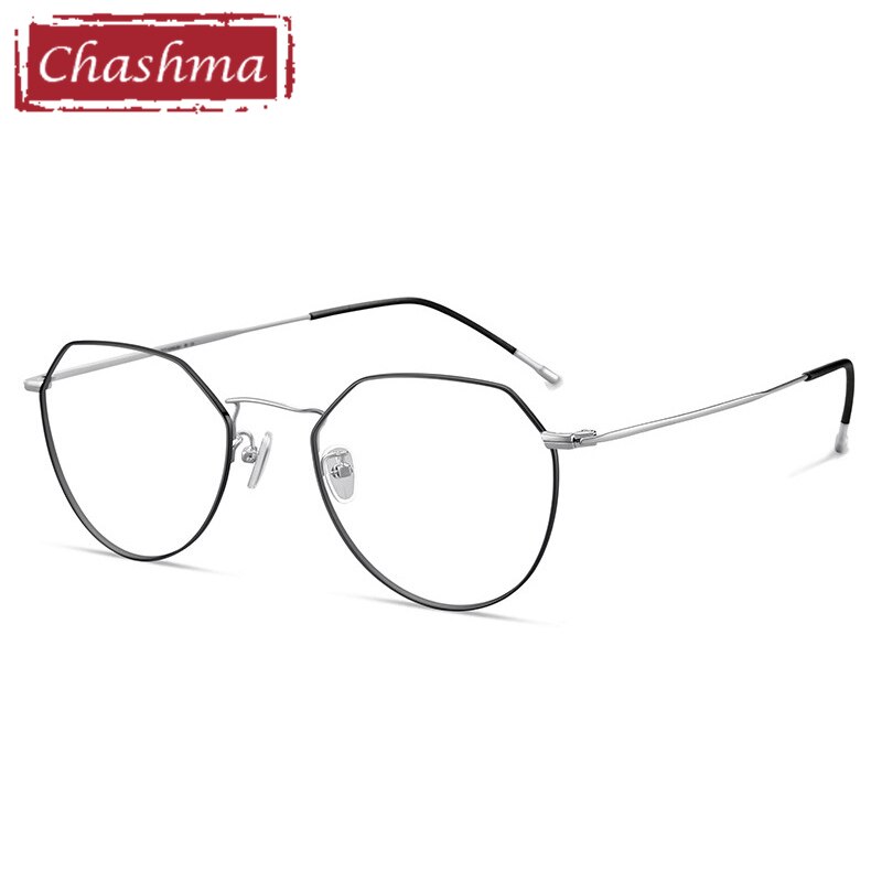 Men's Eyeglasses Alloy 5021 Frame Chashma Black Silver  
