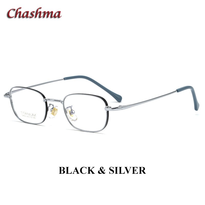 Chashma Ottica Unisex Full Rim Square Titanium Eyeglasses 835 Full Rim Chashma Ottica Silver Blue  