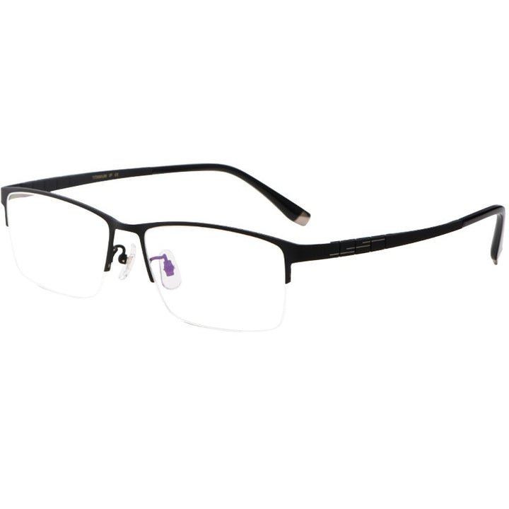 Yimaruili Men's Semi Rim Titanium Rectangular Frame Eyeglasses HT0186 Semi Rim Yimaruili Eyeglasses   
