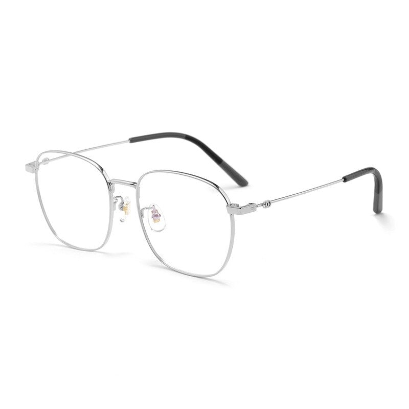 Yimaruili Unisex Full Rim Titanium Frame Eyeglasses 7525 Full Rim Yimaruili Eyeglasses Silver  