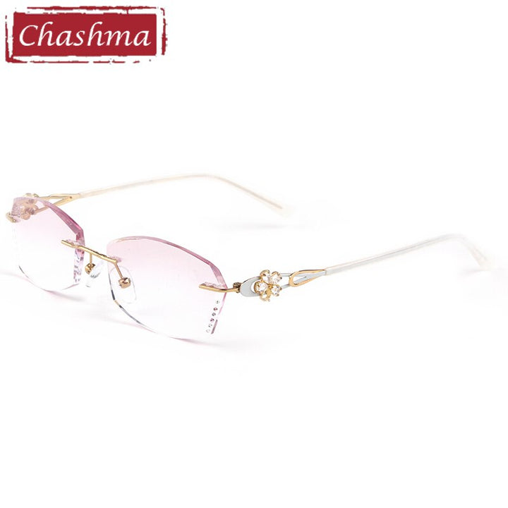 Women's Rimless Diamond Cut Titanium Frame Tinted Eyeglasses 2889 Rimless Chashma Default Title  