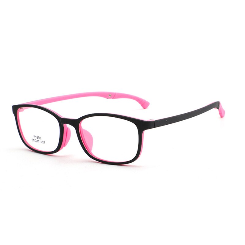 Reven Jate Unisex Children's Full Rim Square Tr 90 Eyeglasses W1690 Frame Reven Jate black-pink  