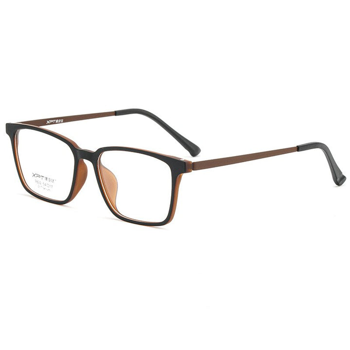 Men's Eyeglasses Ultralight Tr90 Pure Titanium Square Large Size 9822 Frame Gmei Optical Black Brown  