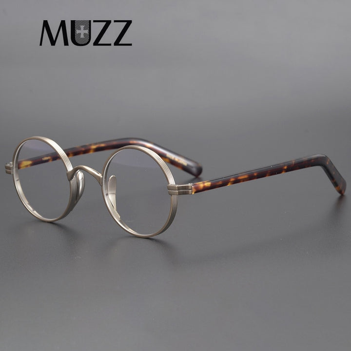 Muzz Men's Full Rim Round Titanium Frame Eyeglasses 10118 Full Rim Muzz   