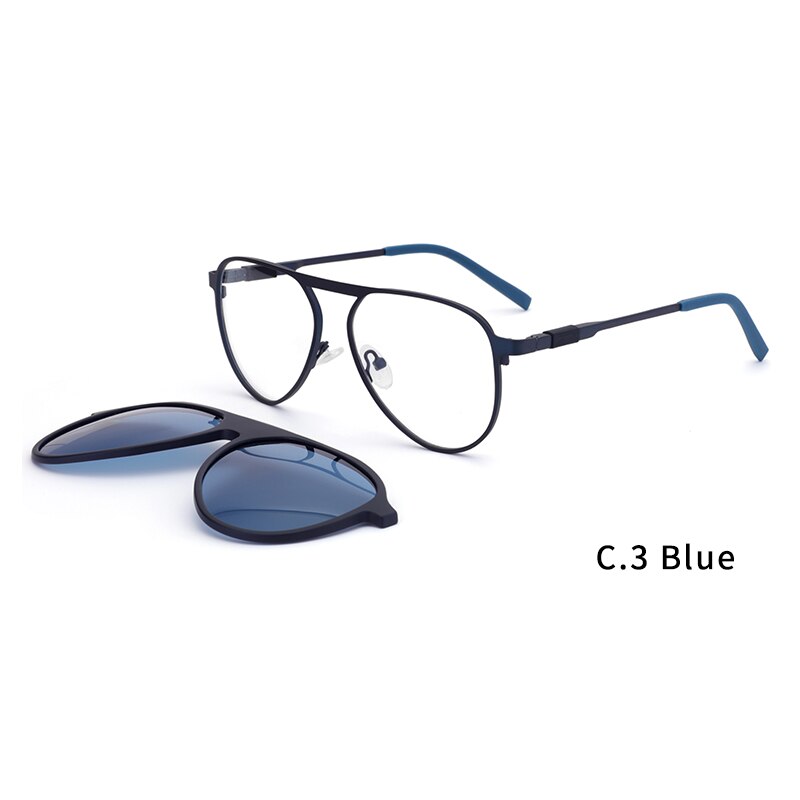Kansept Unisex Full Rim Oval Alloy Frame Eyeglasses Magnetic Polarized Clip On Sunglasses 69890 Clip On Sunglasses Kansept 69890C3  