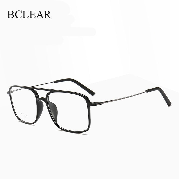 Unisex Square Double Bridge ULTEM Full Rim Frame Eyeglasses 2235 Full Rim Bclear   