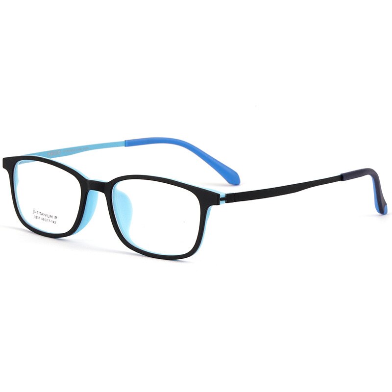 Hdcrafter Unisex Full Rim Square Tr 90 Titanium Frame Eyeglasses 8807 Full Rim Hdcrafter Eyeglasses Black Blue  