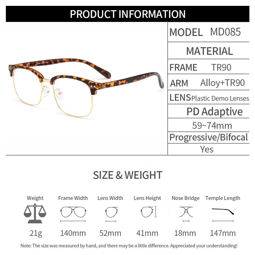 Unisex Eyeglasses Tr90 Alloy Square Frame Md085 Frame Gmei Optical   
