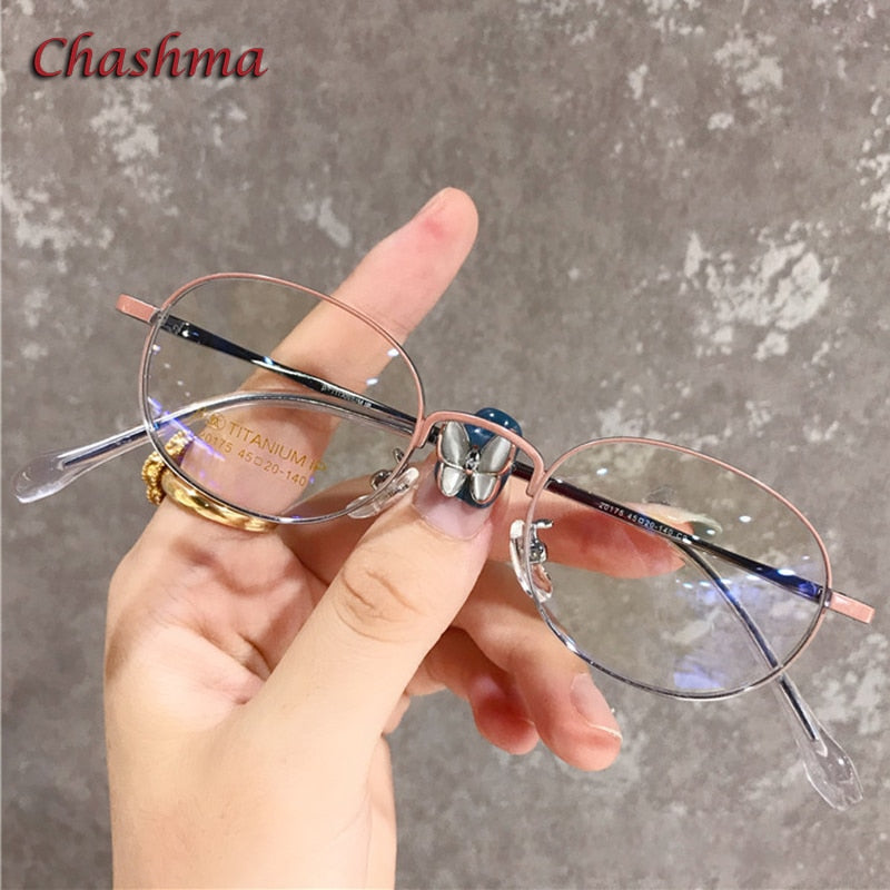 Chashma Ochki Unisex Full Rim Small Round Titanium Eyeglasses 20175 Full Rim Chashma Ochki   