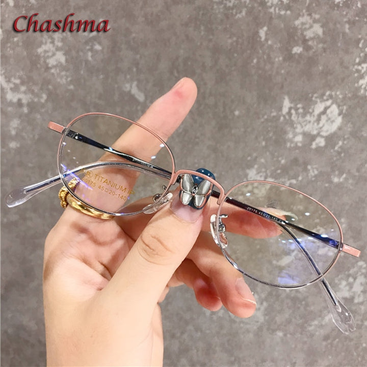 Chashma Ochki Unisex Full Rim Small Round Titanium Eyeglasses 20175 Full Rim Chashma Ochki   