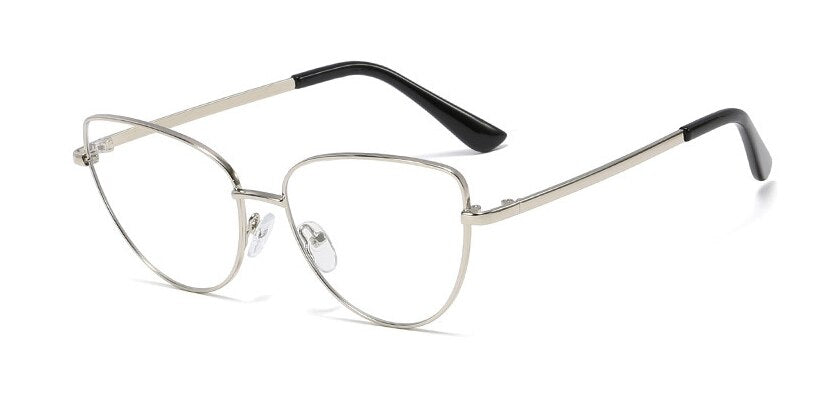 CCspace Unisex Full Rim Cat Eye Alloy Frame Eyeglasses 45969 Full Rim CCspace C2 silver  