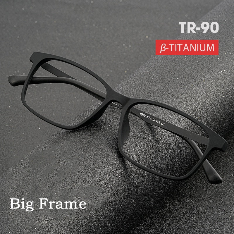 KatKani Men's Full Rim TR 90 Resin β Titanium Square Frame Eyeglasses K9829 Full Rim KatKani Eyeglasses   