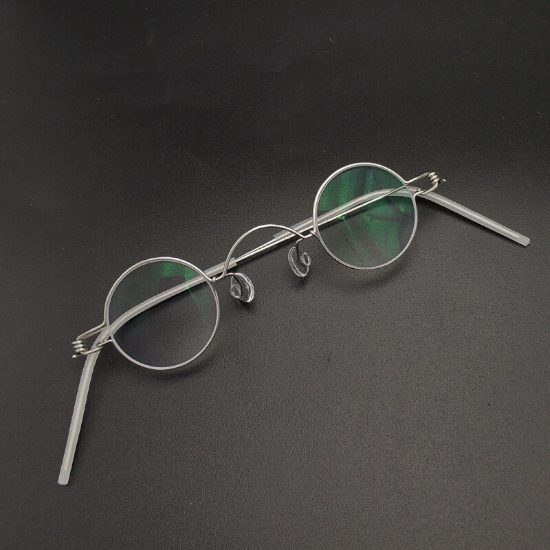 Vintage Small Round 34mm Glasses Mens Women Stainless steel Eyeglasses  Frames