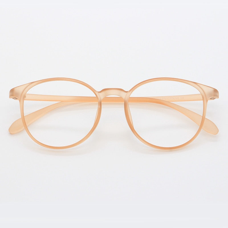 Unisex Full Rim Round TR-90 Titanium Frame Eyeglasses My7003 Full Rim Bclear Light brown  