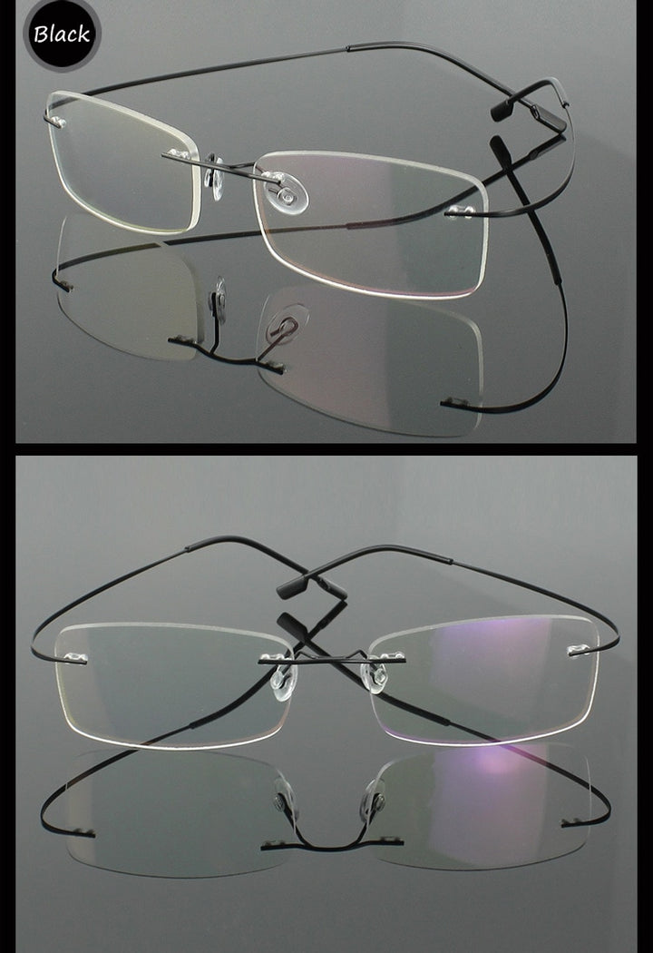 Hotochki Unisex Rimless Memory Titanium Frame Square Eyeglasses 861 Rimless Hotochki   