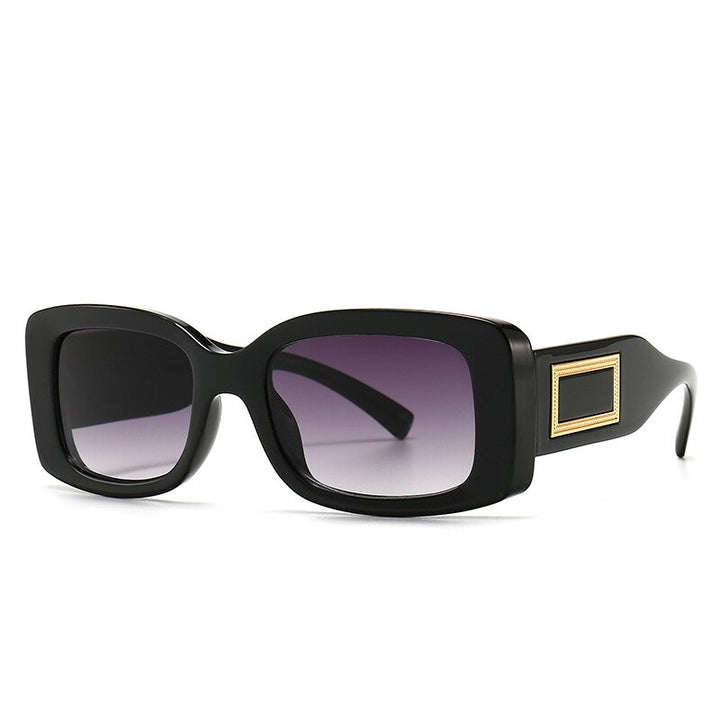 CCSpace Unisex Full Rim Rectangle Resin Frame Punk Sunglasses 46388 Sunglasses CCspace Sunglasses C4Black-gray  