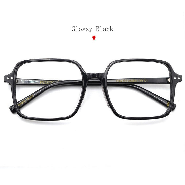 Hdcrafter Women's Full Rim Oversized Square Acetate Frame Eyeglasses Ps9105 Full Rim Hdcrafter Eyeglasses Black  