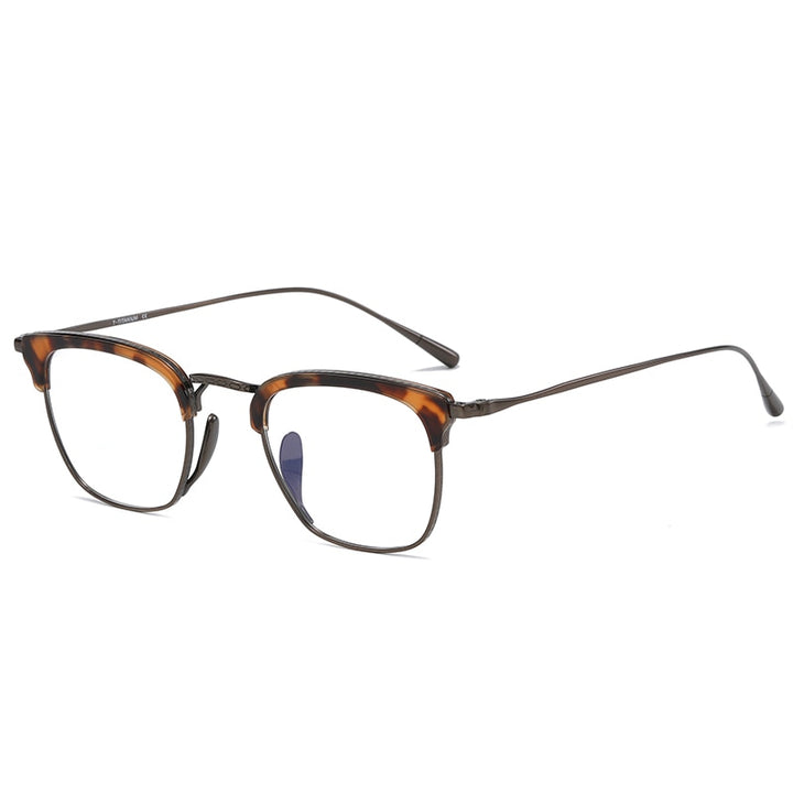 Muzz Men's Full Rim Square Titanium Acetate Frame Eyeglasses 1112 Full Rim Muzz C1  