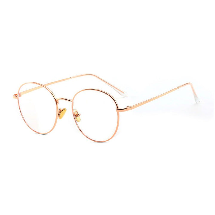 Handoer Unisex Full Rim Round Square Alloy Eyeglasses 9905 Full Rim Handoer Rose Gold  