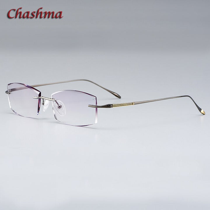 Chashma Ochki Women's Rimless Irregular Square Titanium Eyeglasses Rimless Chashma Ochki Gray  