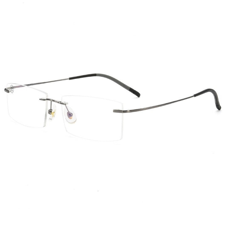 Unisex Rimless  Memory Titanium Frame Eyeglasses Customizable Lenses Zt201703 Rimless Bclear Light Gray  