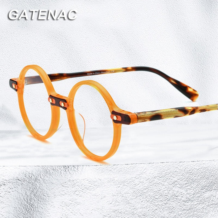 Gatenac Unisex Full Rim Round Acetate Frame Eyeglasses Gxyj673 Full Rim Gatenac   