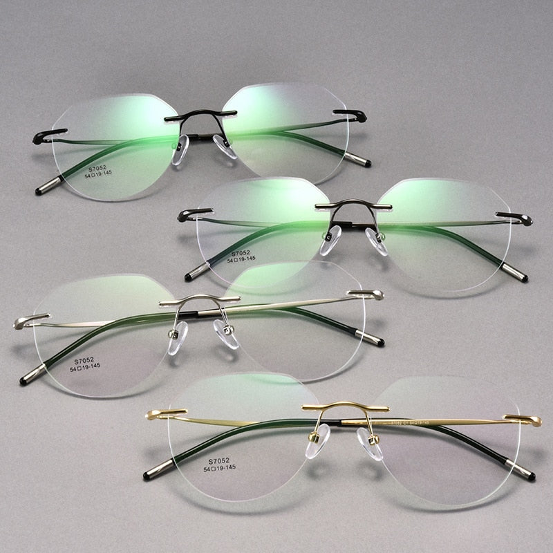 Unisex Square Titanium Alloy Rimless Frame Eyeglasses Zt7052 Rimless Bclear   