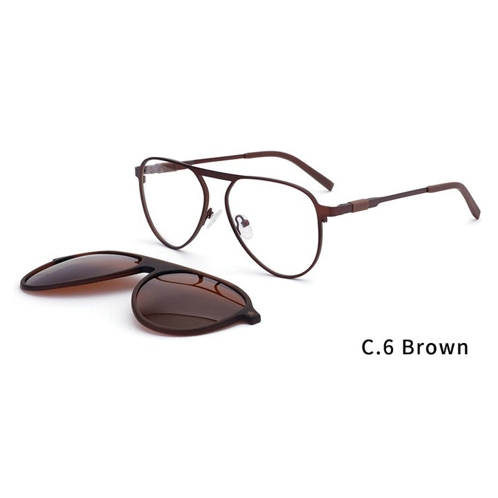 Kansept Unisex Full Rim Oval Alloy Frame Eyeglasses Magnetic Polarized Clip On Sunglasses 69890 Clip On Sunglasses Kansept 69890C6  