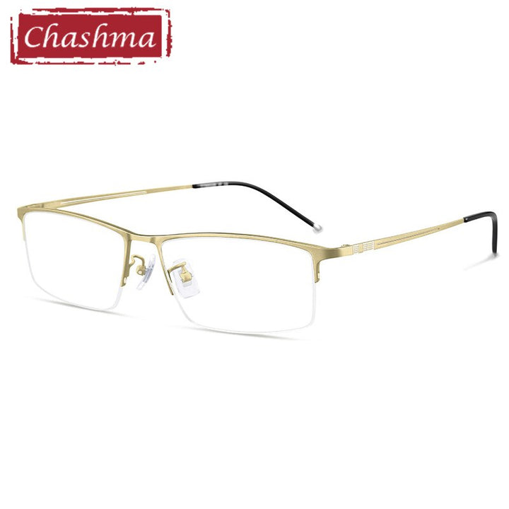 Chashma Ottica Men's Semi Rim Square Titanium Eyeglasses 990070 Semi Rim Chashma Ottica Gold  