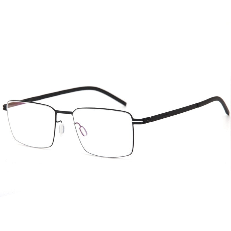 Muzz Men's Full Rim Square Stainless Steel Alloy Screwless Frame Eyeglasses Full Rim Muzz Black  