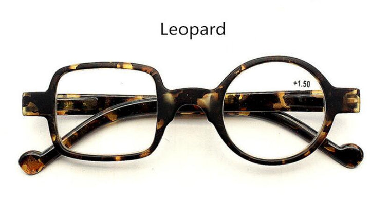 Unisex Reading Glasses 26g One Round One Square Reading Glasses SunSliver +100 Leopard 