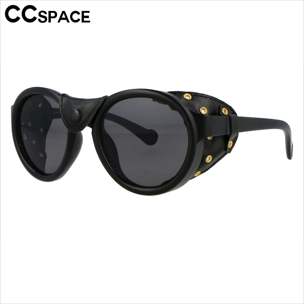 CCspace Unisex Full Rim Round Steampunk Resin Frame Sunglasses 46311 Sunglasses CCspace Sunglasses   