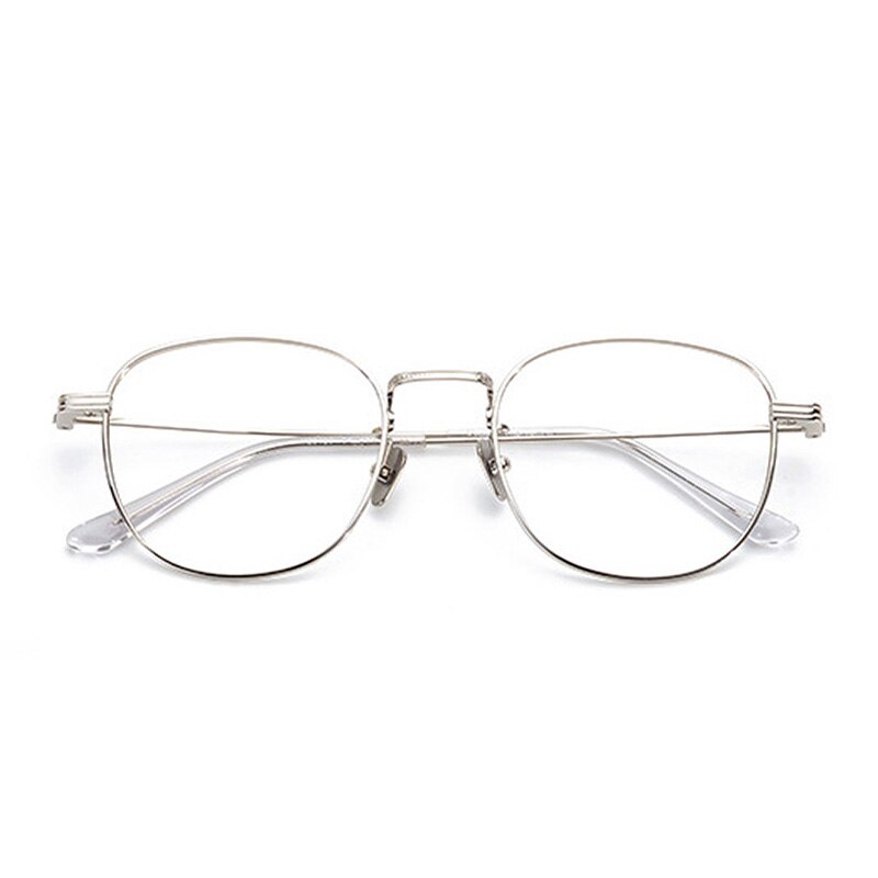 Aissuarvey IP Titanium Full Rim Square Frame Unisex Eyeglasses Full Rim Aissuarvey Eyeglasses Silver  