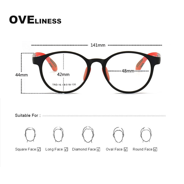 Oveliness Unisex Children's Full Rim Round Tr 90 Titanium Eyeglasses Oltrd12p Full Rim Oveliness   