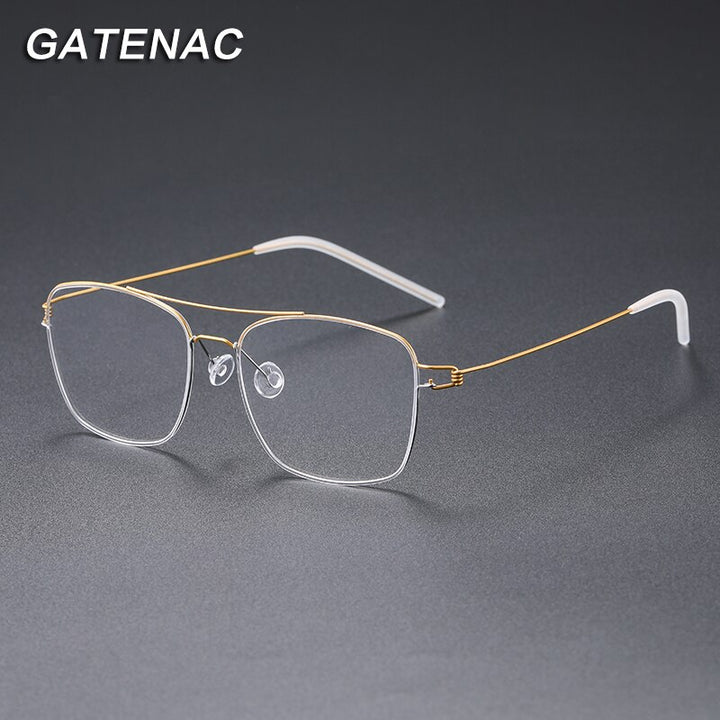 Gatenac Unisex Full Rim Square Titanium Alloy Screwless Frame Eyeglasses Gxyj693 Full Rim Gatenac   