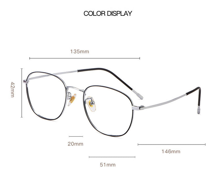 Hotony Unisex Full Rim Round Beta Titanium Frame Springe Hinge Eyeglasses 8822x Full Rim Hotony   