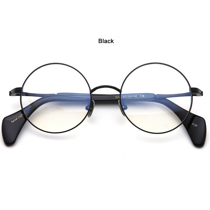 Muzz Unisex Full Rim Round Hand Crafted Titanium Acetate Frame Eyeglasses M3651 Full Rim Muzz Black  