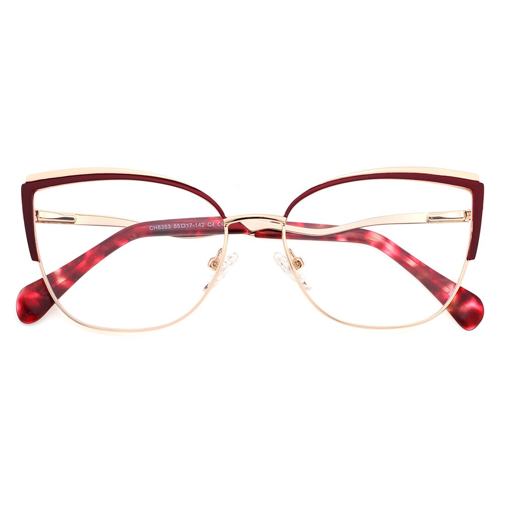 Laoyehui Women's Eyeglasses Cat Eye Alloy Reading Glasses Ch8353 Reading Glasses Laoyehui 0 Red 
