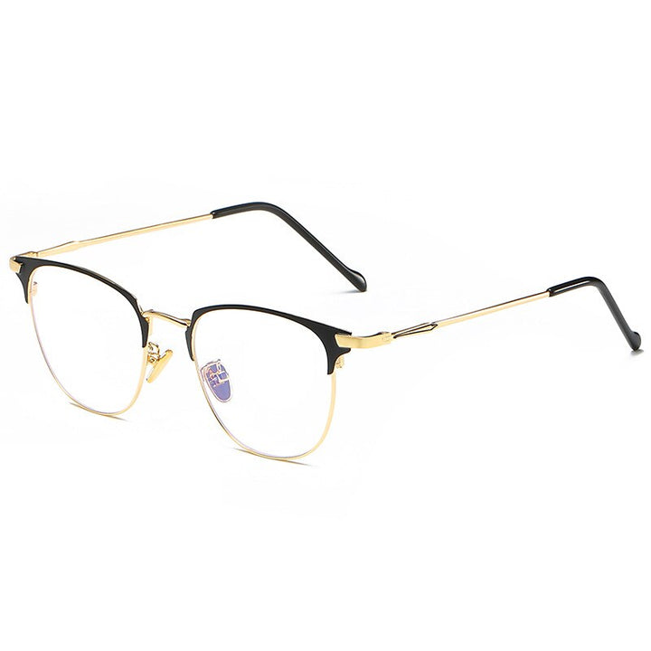 Hotony Unisex Full Rim Alloy Square Frame Eyeglasses Zy8820 Full Rim Hotony BLACK GOLD  